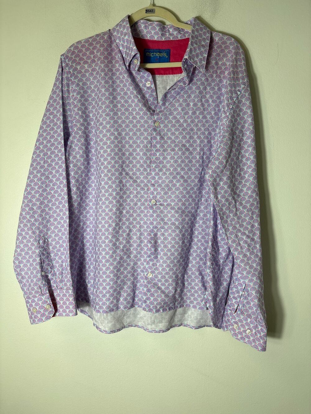 Michael's Pink and Blue Long Sleeve Button Up Shirt Sz XL